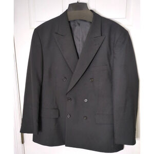 Vittorio St Angelo Mens Suit Jacket Black 46S Double Breasted